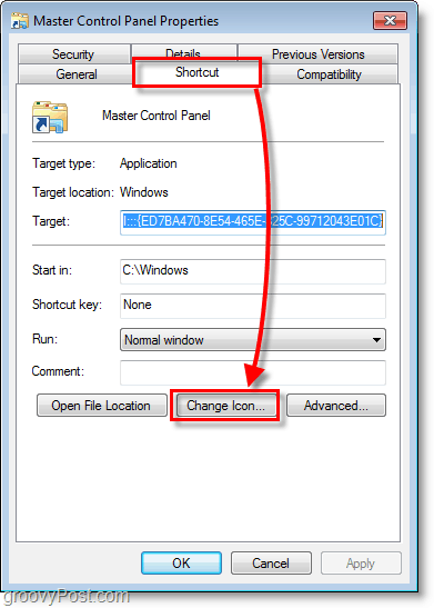 Captura de tela do Windows 7 - como alterar o ícone de um atalho
