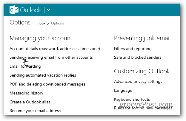 Dica do Outlook.com: defina sua conta de email padrão