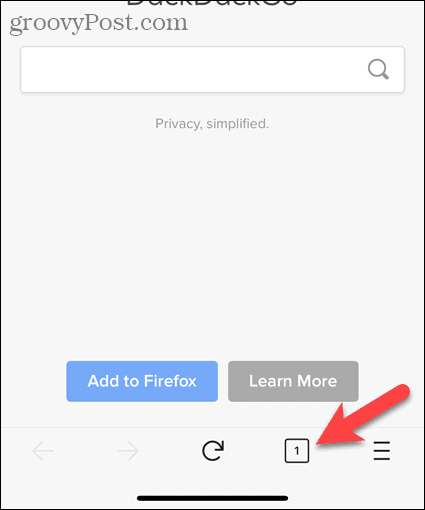 Toque no botão tab no Firefox para iOS