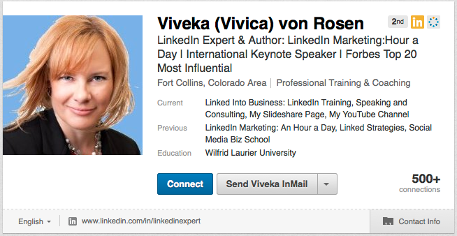 viveka von rosen perfil da conta no LinkedIn