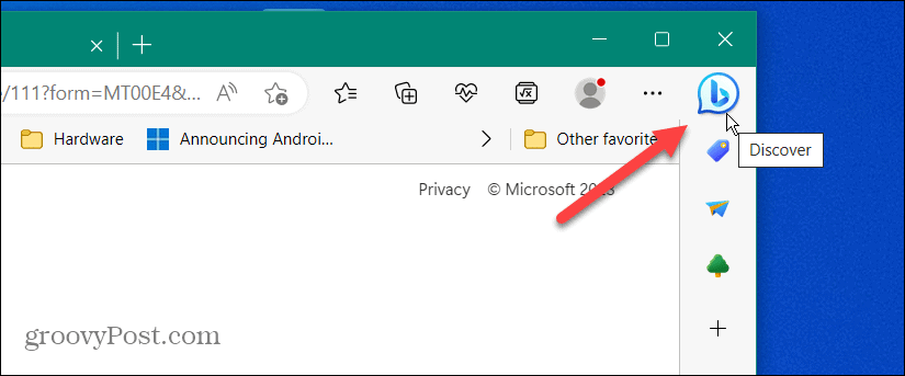Remova o botão Bing Chat do Microsoft Edge