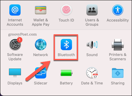 Abrindo o menu de configurações de Bluetooth no Mac