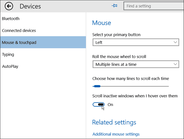 Configurações do mouse