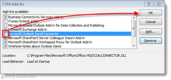 Como remover ou desativar o conector social do Outlook no Office 2010