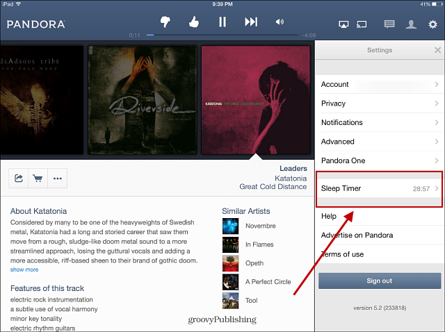 Pandora adiciona recurso de temporizador para iPad