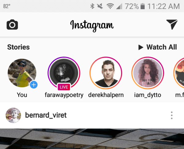 As histórias do Instagram aparecem no topo do seu novo feed.
