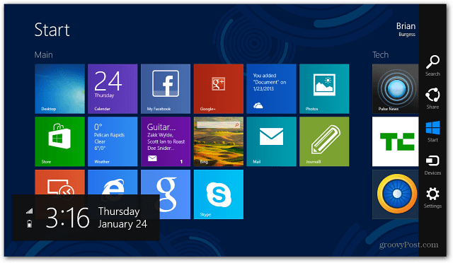 Barra de encantos do Windows 8