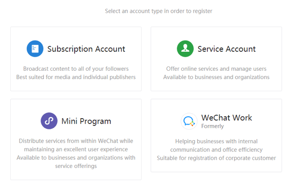 Configure o WeChat para empresas, etapa 2.