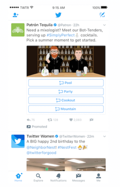 O Twitter lançou novos cartões de mensagens diretas personalizáveis.