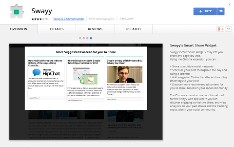 Swayy também tem uma extensão do Google Chrome para facilitar o compartilhamento de descobertas de conteúdo.