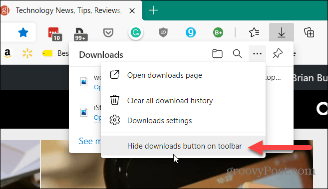  ocultar botão de downloads