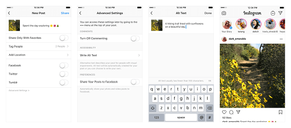 O Instagram está adicionando dois novos recursos de acessibilidade para ajudar usuários com deficiência visual a acessar as fotos e vídeos compartilhados na plataforma.