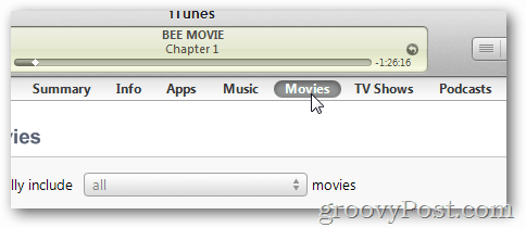 clique no botão filmes no iTunes