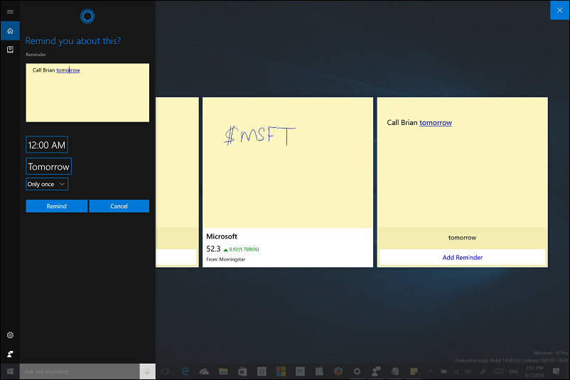 Dica de atualização do aniversário do Windows 10: use tinta com notas adesivas e cortana