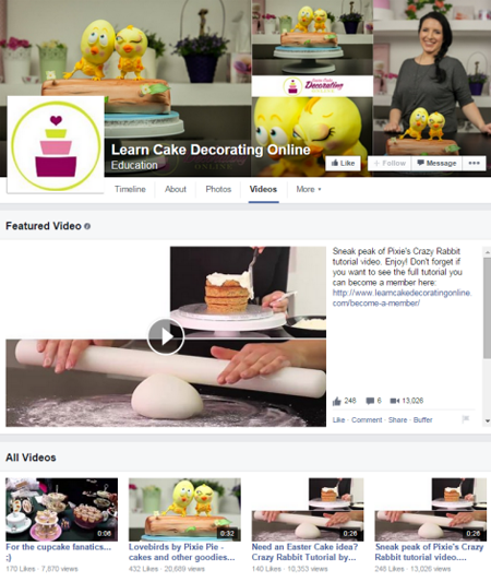 aprender vídeos de decoração de bolo no Facebook online