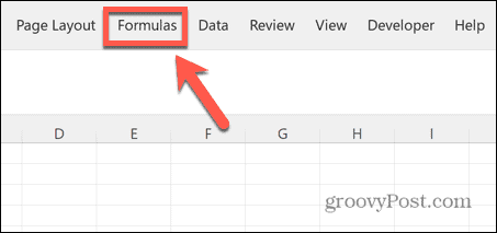 menu de fórmulas do excel