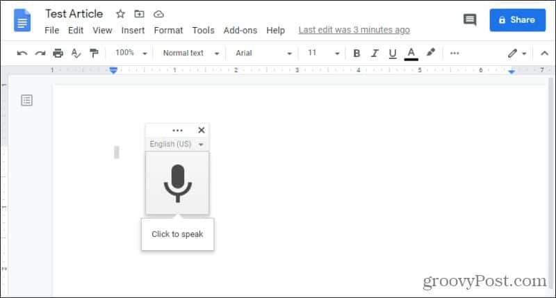 microfone de voz do google docs