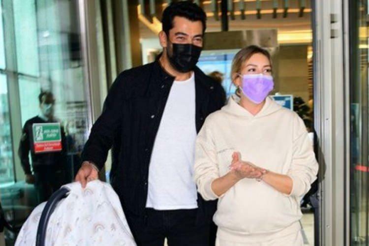 Imagens de Kenan Imirzalıoğlu e sua esposa Sinem Kobal saindo do hospital