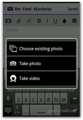 Yahoo Mail Android adicionar foto vídeo