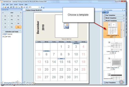 Impressão de calendários superlotados com o Office 2010