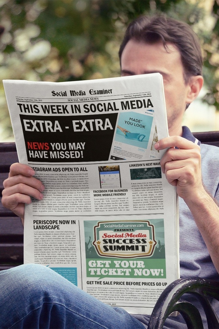 examinador de mídia social, notícias semanais, 12 de setembro de 2015