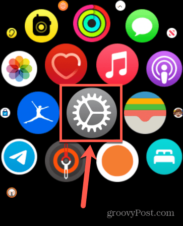 aplicativo de configurações do apple watch