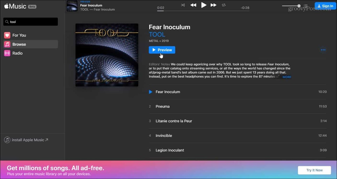 Apple lança versão Web para o Apple Music Service