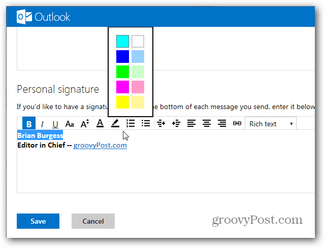 Como criar uma assinatura do Outlook.com