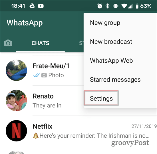 WhatsApp parar de adicionar aos grupos Configurações