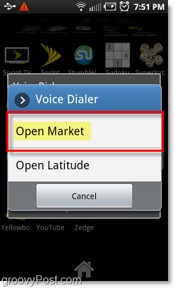 Abra o mercado de aplicativos Android por voz em telefones Android