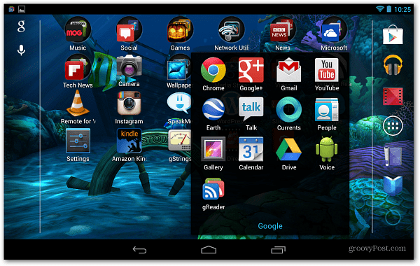 Tela inicial do Android Nexus 7