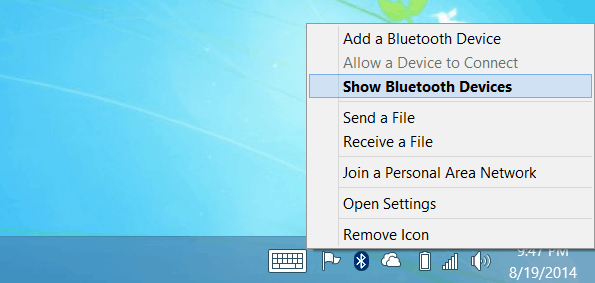 Mostrar dispositivos Bluetooth