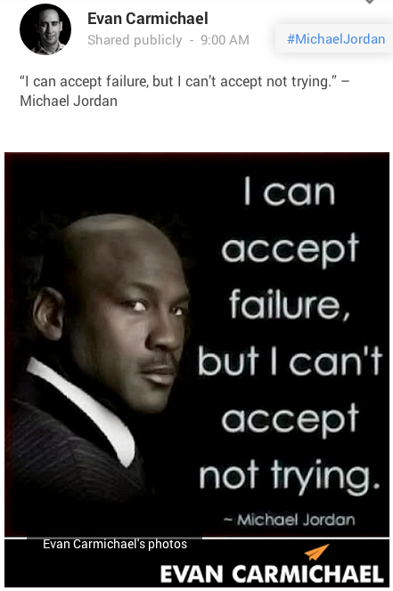 imagem de marca de uma citação de Michael Jordan no google +