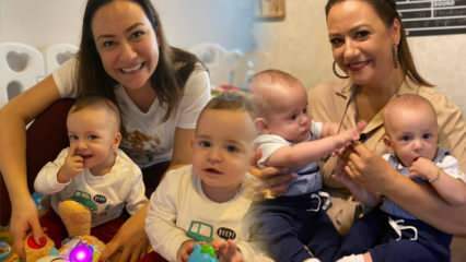 A nova pose da apresentadora Ezgi Sertel com seus filhos gêmeos! 