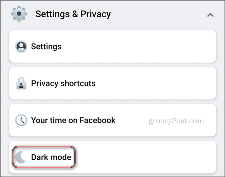 Modo escuro do Facebook Configurações do Android Modo escuro de privacidade