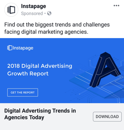 Técnicas de anúncios do Facebook que geram resultados, como exemplo de estudo de caso de oferta da Instapage