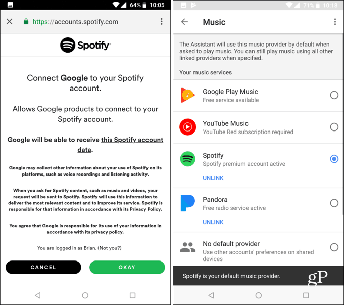 Definir serviço padrão de música do Google Assistant