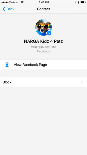 ver o perfil da página do Facebook no aplicativo messenger