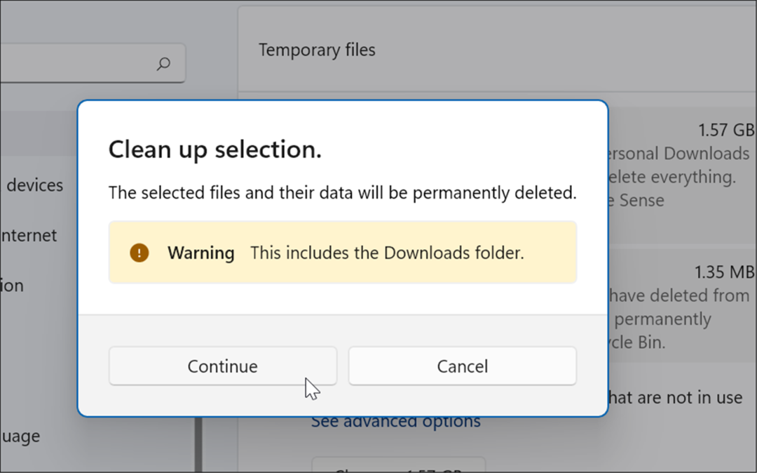 MENSAGEM DE VERIFICAÇÃO excluir arquivos temporários no Windows 11