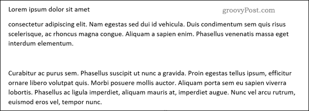 Texto sem formatação aplicada em um documento do Microsoft Word