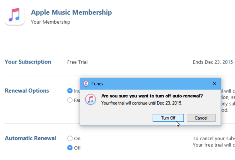 4 iTunes Verificar a renovação automática