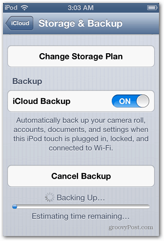 Armazenamento e backup do iOS