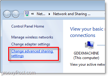 configuração avançada de compartilhamento no windows 7