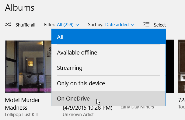 filtrar o OneDrive
