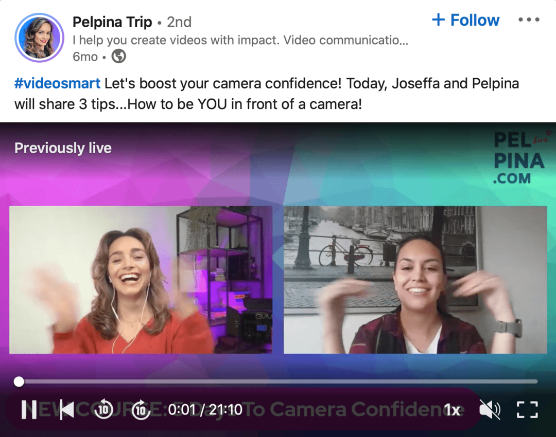 imagem do vídeo do LinkedIn da Pelpina Trip