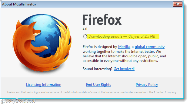 Atualização de download do Firefox 4