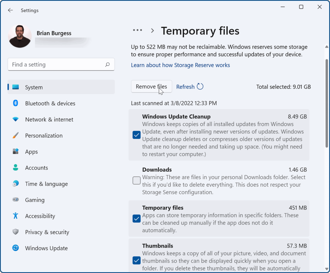 remover arquivos temporários Limpeza do Windows Update