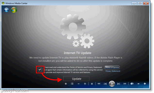 Windows 7 Media Center - instalar atualização da internet tv