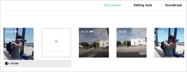 Edite, corte e reorganize clipes e visualize seu vídeo no editor de storyboard do Magisto.