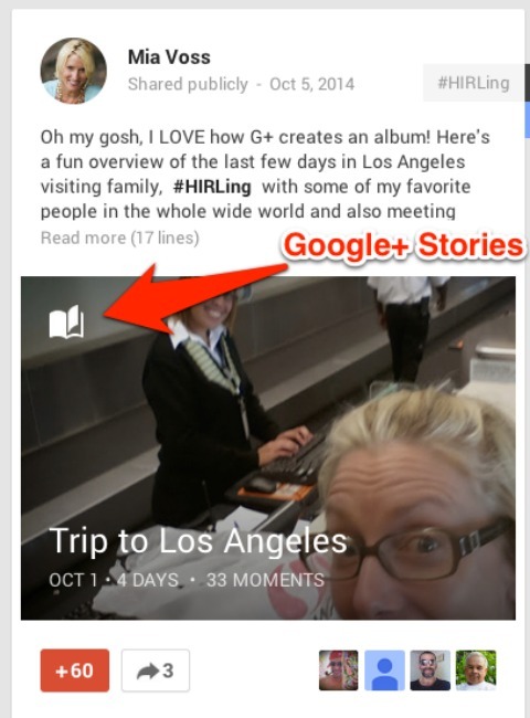 postagem de histórias do google